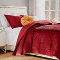 thumbnail image 3 of Barefoot Bungalow Riviera Velvet Finely Stitched Modern Quilt Set, Red, 2-Piece Twin/Twin XL, 3 of 10
