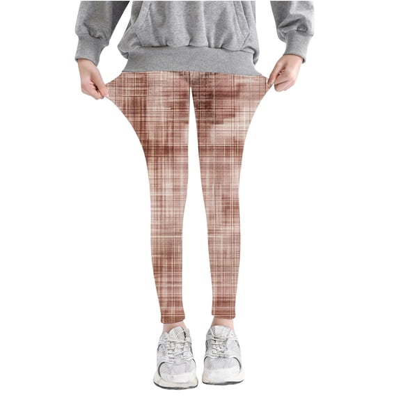 Baby Boys' Cotton Pants Full Length Pants Girls Line Printed Pants High Waist Stretchy Soft Tights Kids Summer Leggings for School Wearing Brown 6 Years