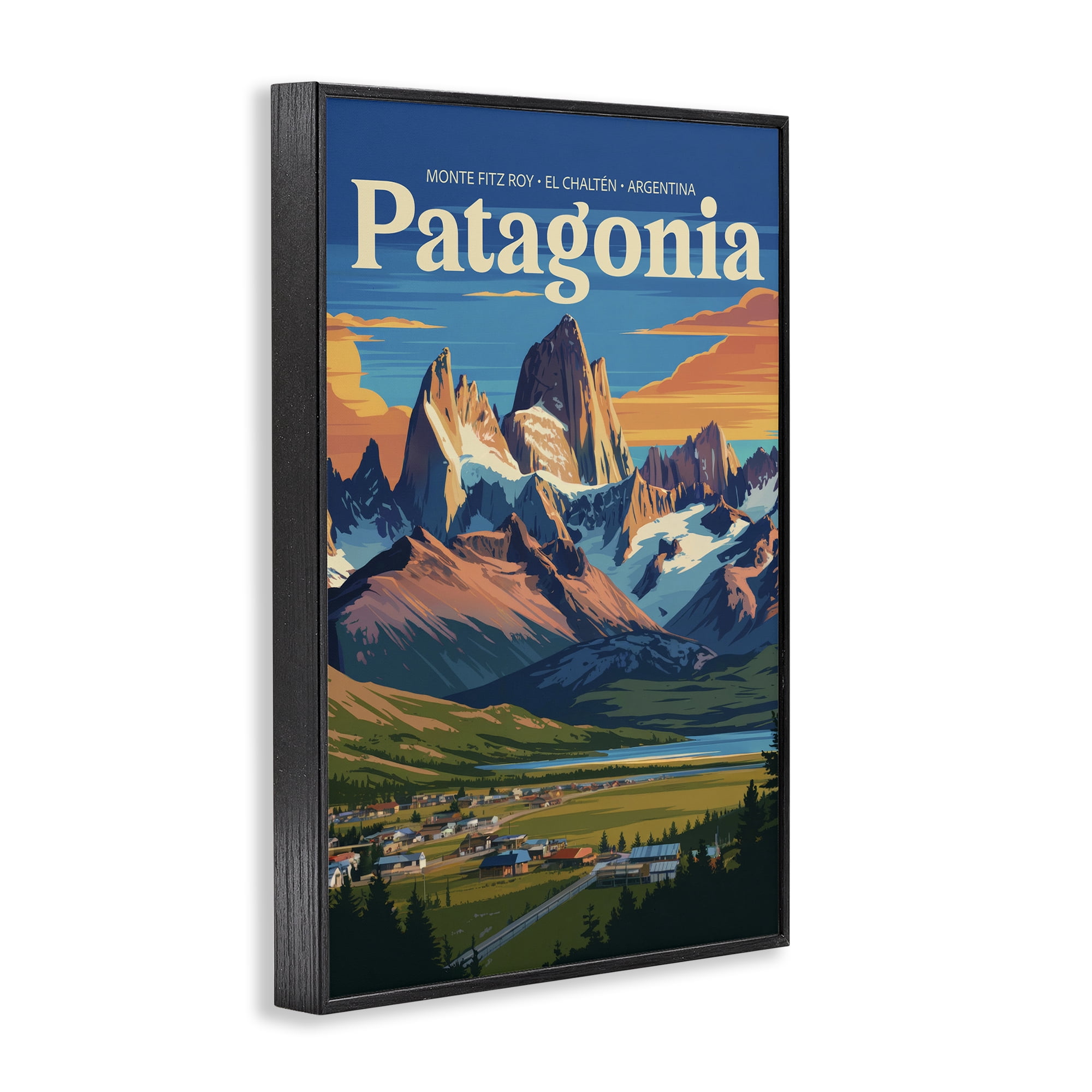 Stupell Industries Patagonia Valley Landscape Black Framed Giclee Art, design by Andreas Magnusson