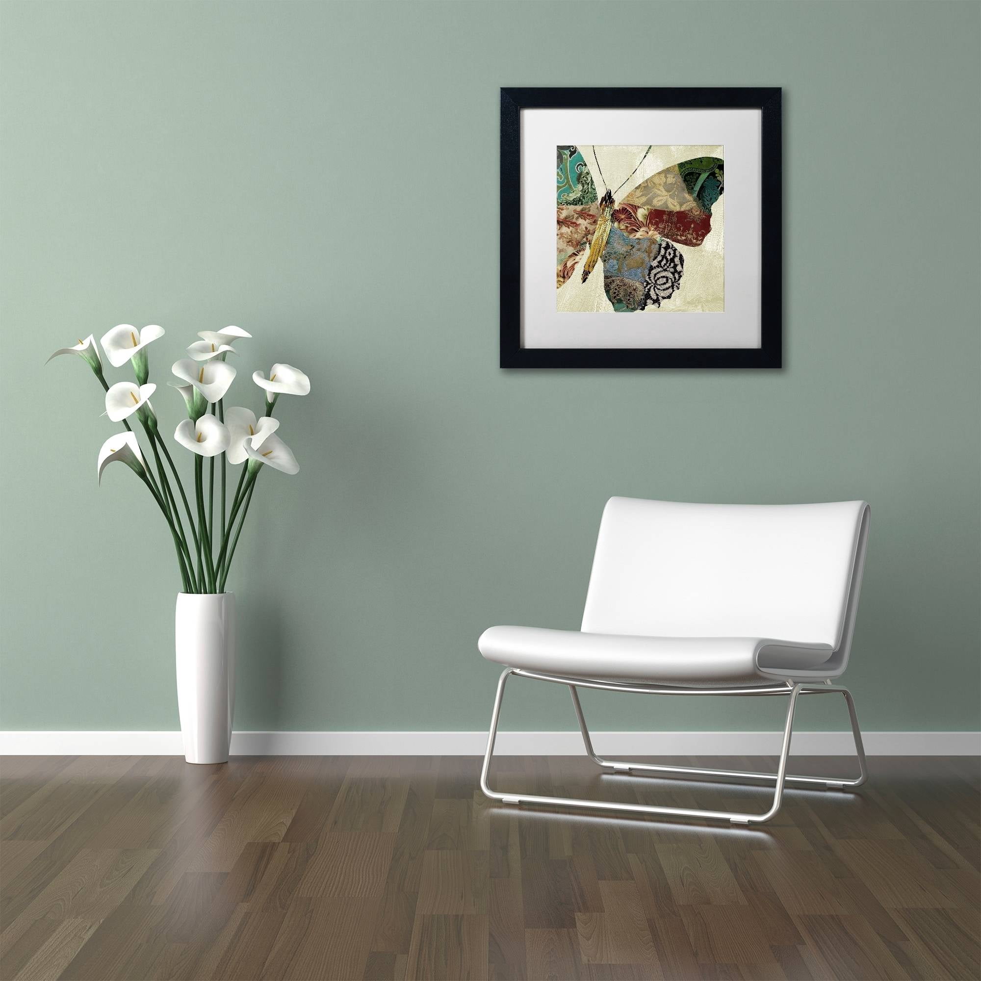 Trademark Fine Art "Butterfly Brocade II" Canvas Art by Color Bakery White Matte, Black Frame