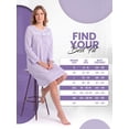 thumbnail image 5 of Casual Nights Women's Long Sleeve Henley Nightgown, Lightweight Cotton Blend Knit House Dress, 5 Button Front Closure & Polka Dot Print, Purple S, 5 of 5
