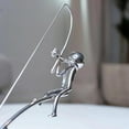 thumbnail image 3 of The Fisherman Balancing Sculpture, Handmade Kinetic Fishing Sculpture for Home & Office Decor, Relaxation Gift for Fishing Lovers, Metal Fishing Statue, Stress Relief Desk Ornament (2PCS), 3 of 8