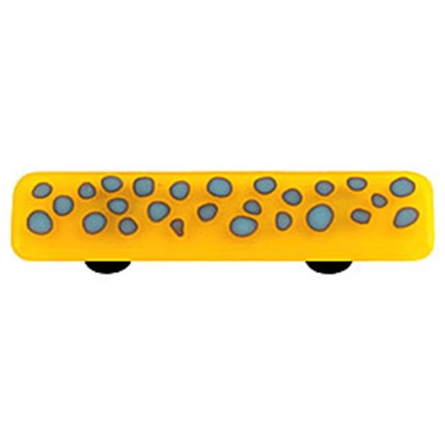 Reactive Clear Sunflower Yellow Rectangle Glass Cabinet Pull - Black Post