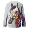 thumbnail image 4 of Royisotas Long Sleeve Women's Sweatshirts Raglan Fall and Winter Horse Graphic Pullover Casual Crewneck Trendy Gray Loose Fit No Hood Tops, 4 of 5