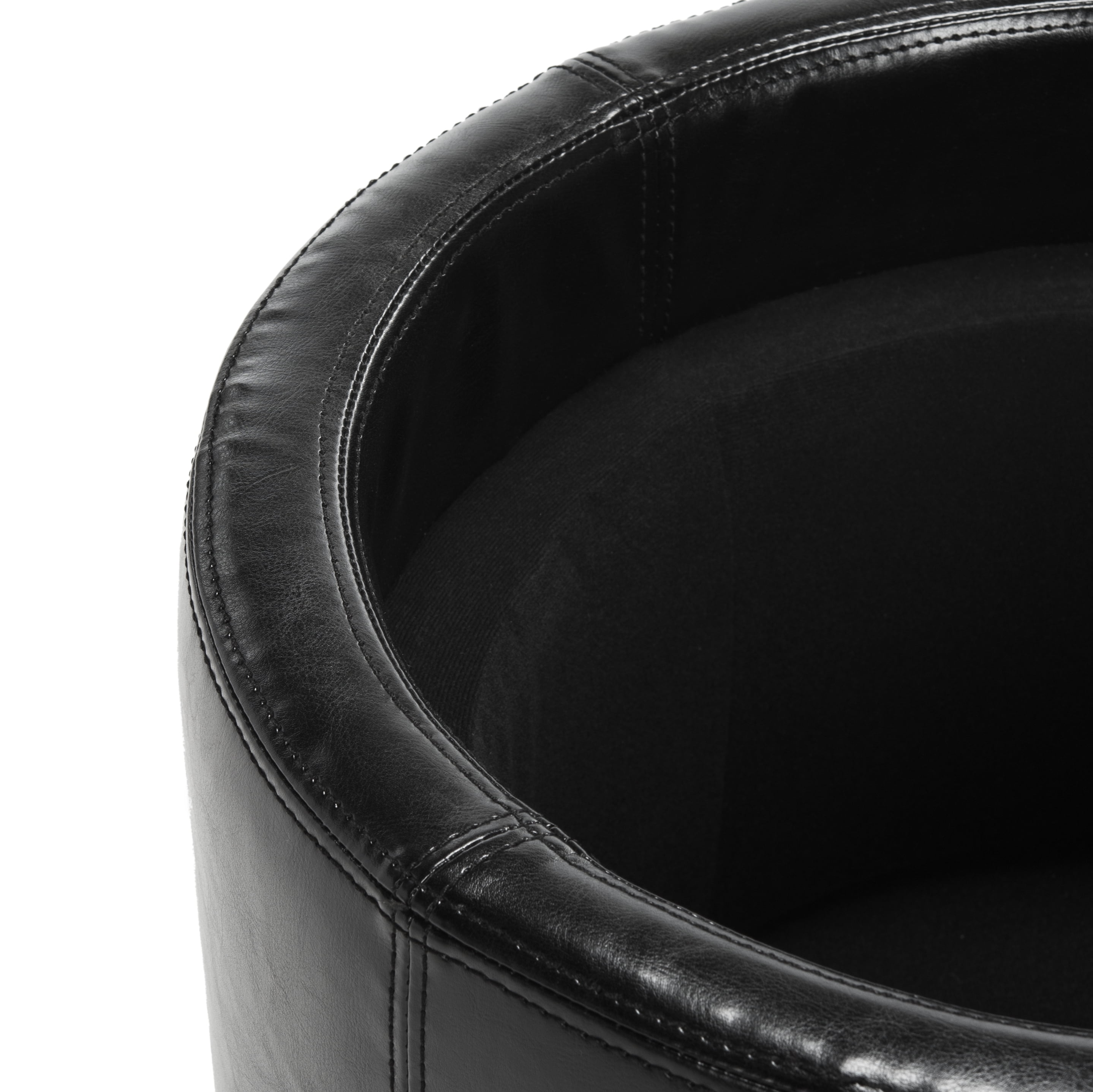 SAFAVIEH Round Modern Glam Storage Tray Ottoman, Black