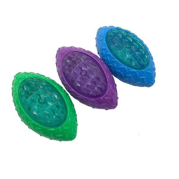 3 unids perro rugby juguete perro divertido brillo entrenamiento toying para mascotas animal (púrpura, verde, azul)