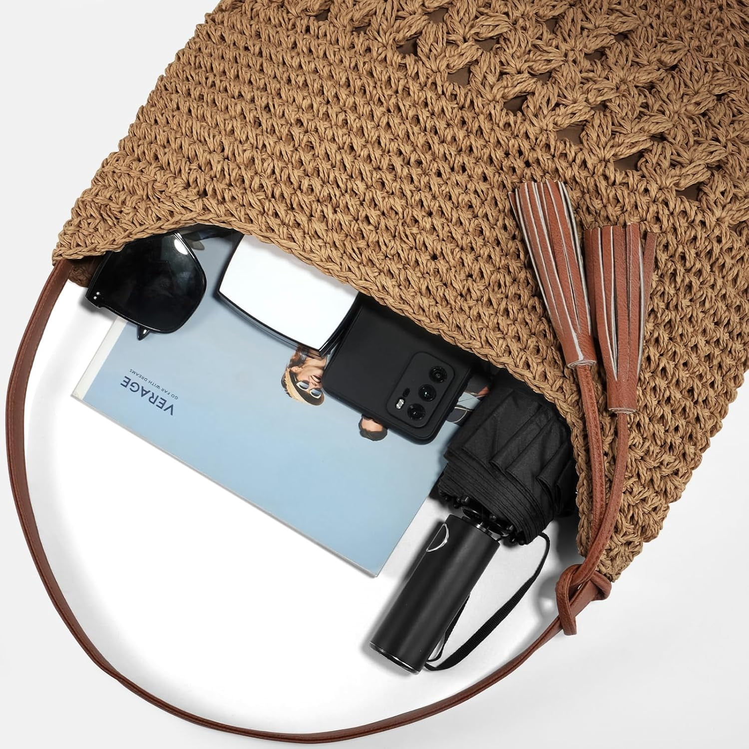 Straw Purses for Women 2025, Large Beach Bag Summer Woven Tote Bag with Tassels Beach Tote for Vacation