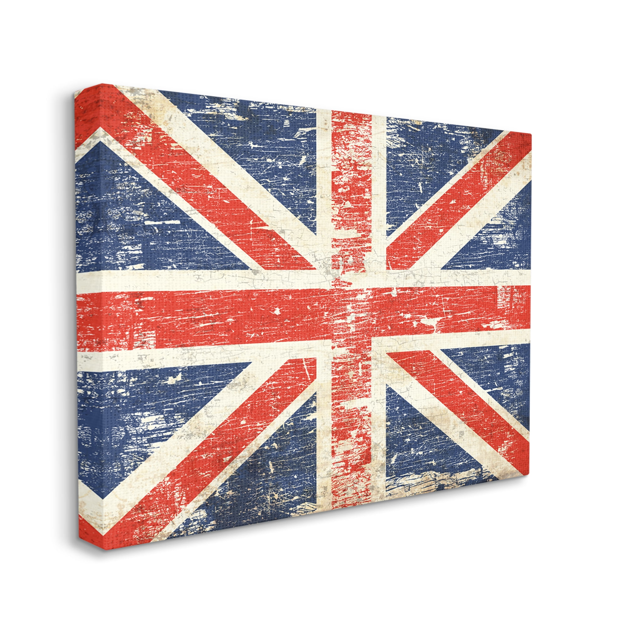 Stupell Industries Rustic United Kingdom Flag Town & City Painting Gallery Wrapped Canvas Print Wall Art, 30 x 24