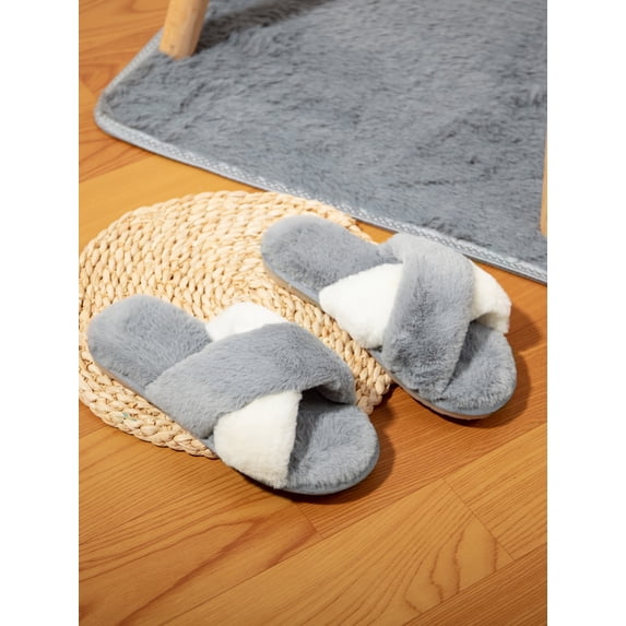 Non-slip Cotton Plush Home Flip Flops Comfy Breathable Wear-resistant Indoor Slippers