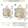 thumbnail image 2 of FORMRS Womens Corduroy Tote Bag Crossbody Shoulder Handbag with Pocket, Beige Rainbow Clouds, 2 of 7