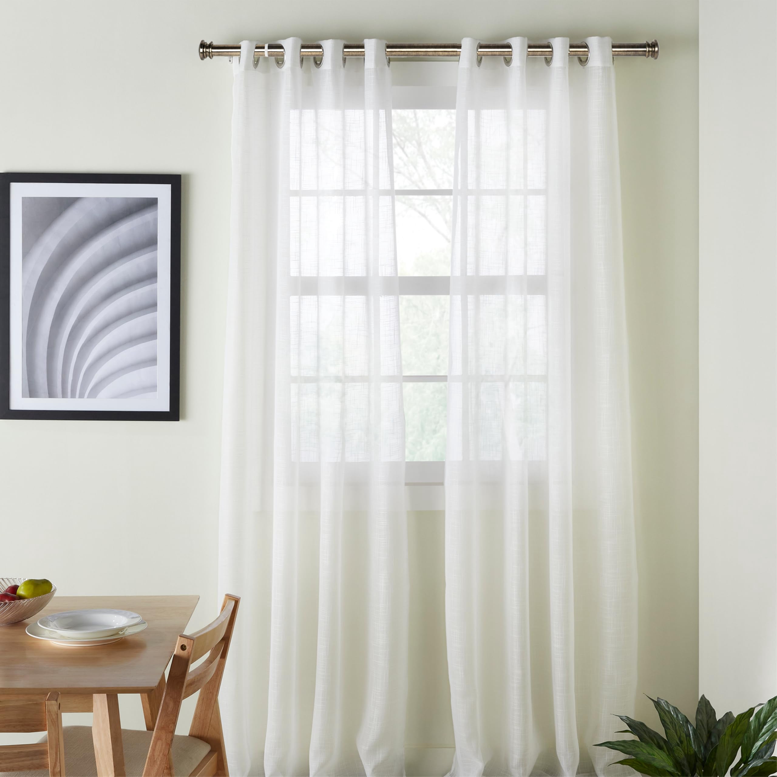 Deco Window Adjustable Curtain Rod for Windows 44 to 120 Inch (Pack of 1) Extendable Curtain Rod with End Cap Finial (Brass)