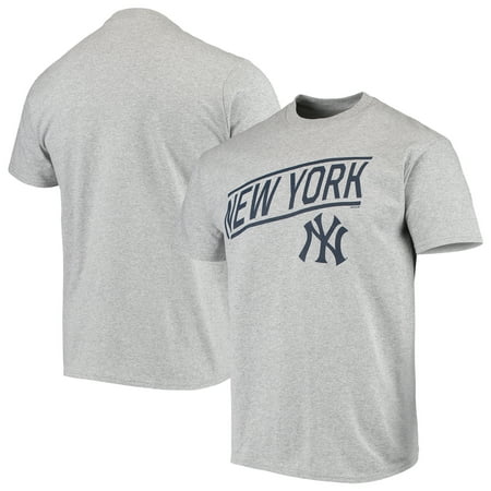 New York Yankees Snowman - Men's Majestic Gray New York Yankees Bigger Series Sweep T-Shirt
