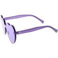 thumbnail image 3 of One Piece Rimless Heart Sunglasses Color Tinted Mono Block Lens 65mm (Purple), 3 of 4