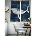 thumbnail image 3 of Whale Silhouette Sheer Curtains 72 Inch Long 2 Panels, Ocean Vintage Watercolor Wood Grain Light Filtering Rod Pocket Curtains, Sheer Voile Drapes for Living Room Bedroom, 52"x72", 3 of 8
