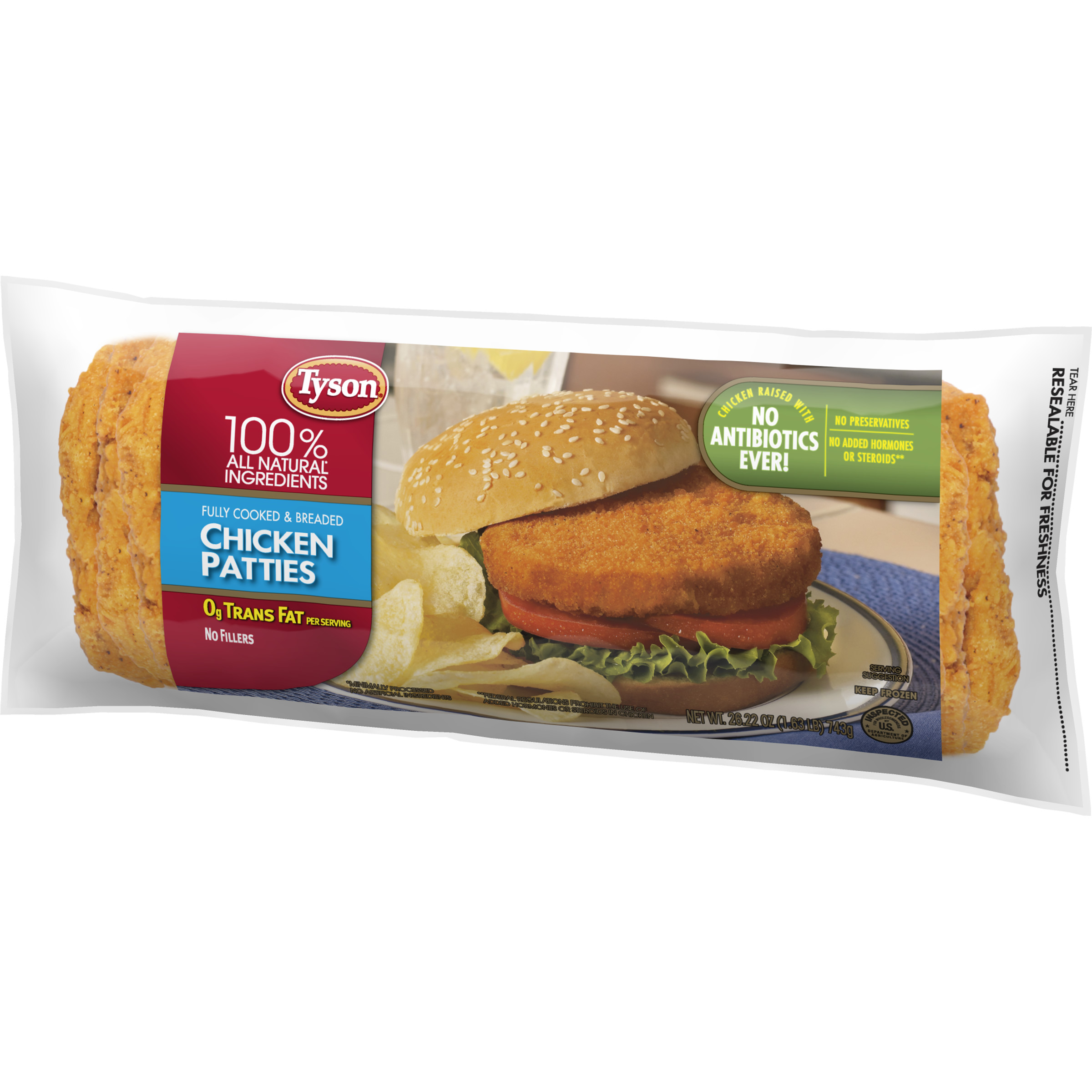 Tyson Fully Cooked Chicken Patties 26 22 Oz Frozen Walmart Com Walmart Com
