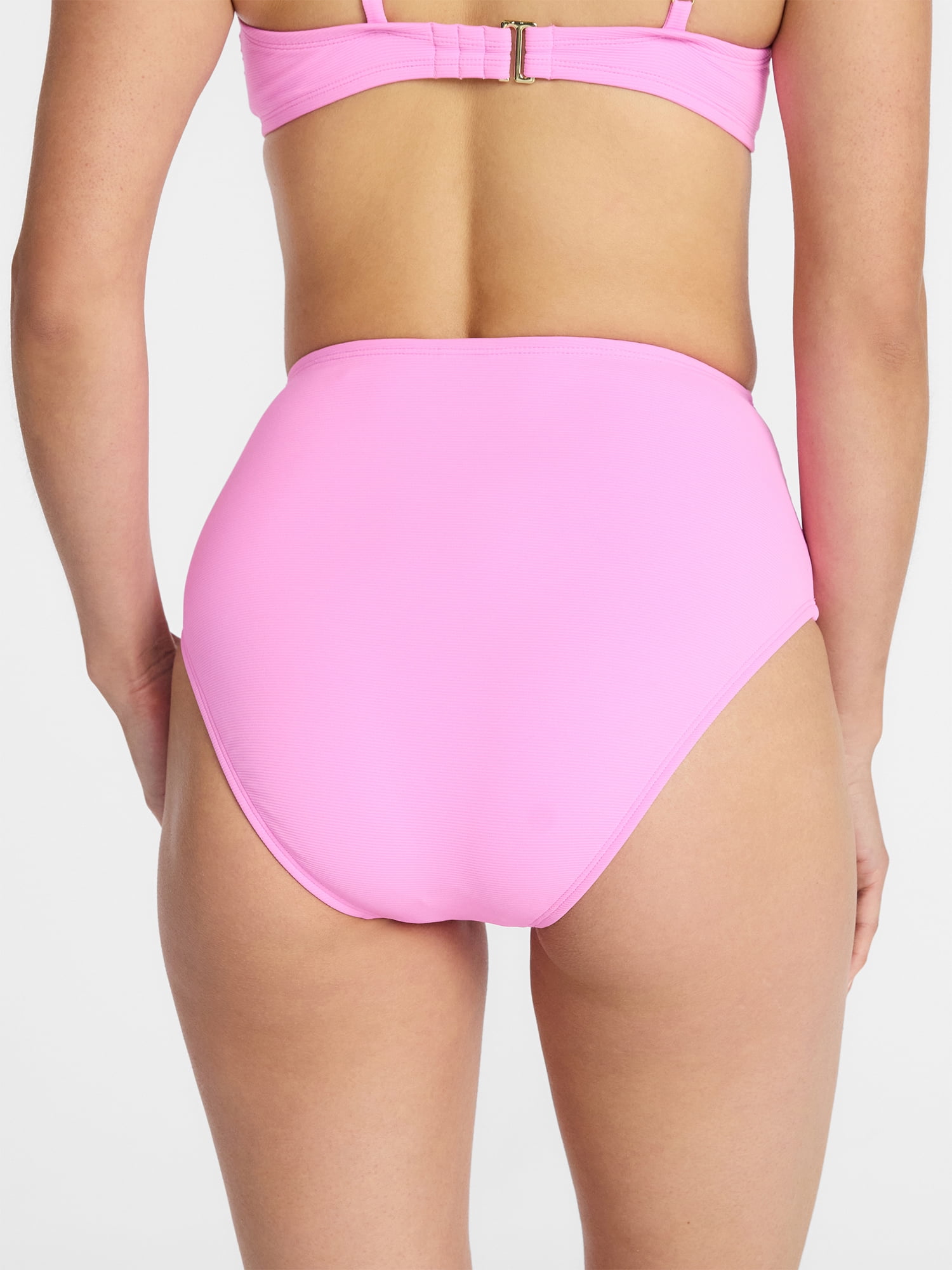 Time and Tru Women's and Women's Plus Ribbed High Waisted Bikini Bottoms, Sizes XS-3X