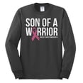 thumbnail image 2 of Wild Bobby Son of A Warrior Breast Cancer Ribbon Breast Cancer Awareness Men Long Sleeve Shirt, Charcoal, X-Large, 2 of 6
