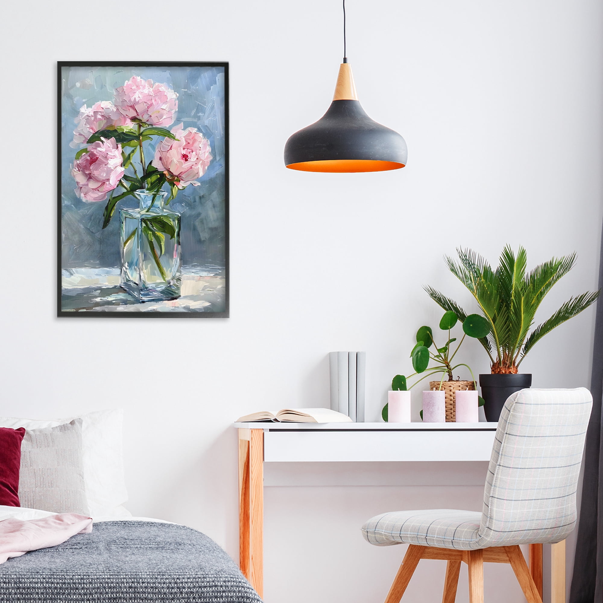 Stupell Industries Beautiful Pink Pastel Peonies Black Framed Giclee Art, design by Creative Studio