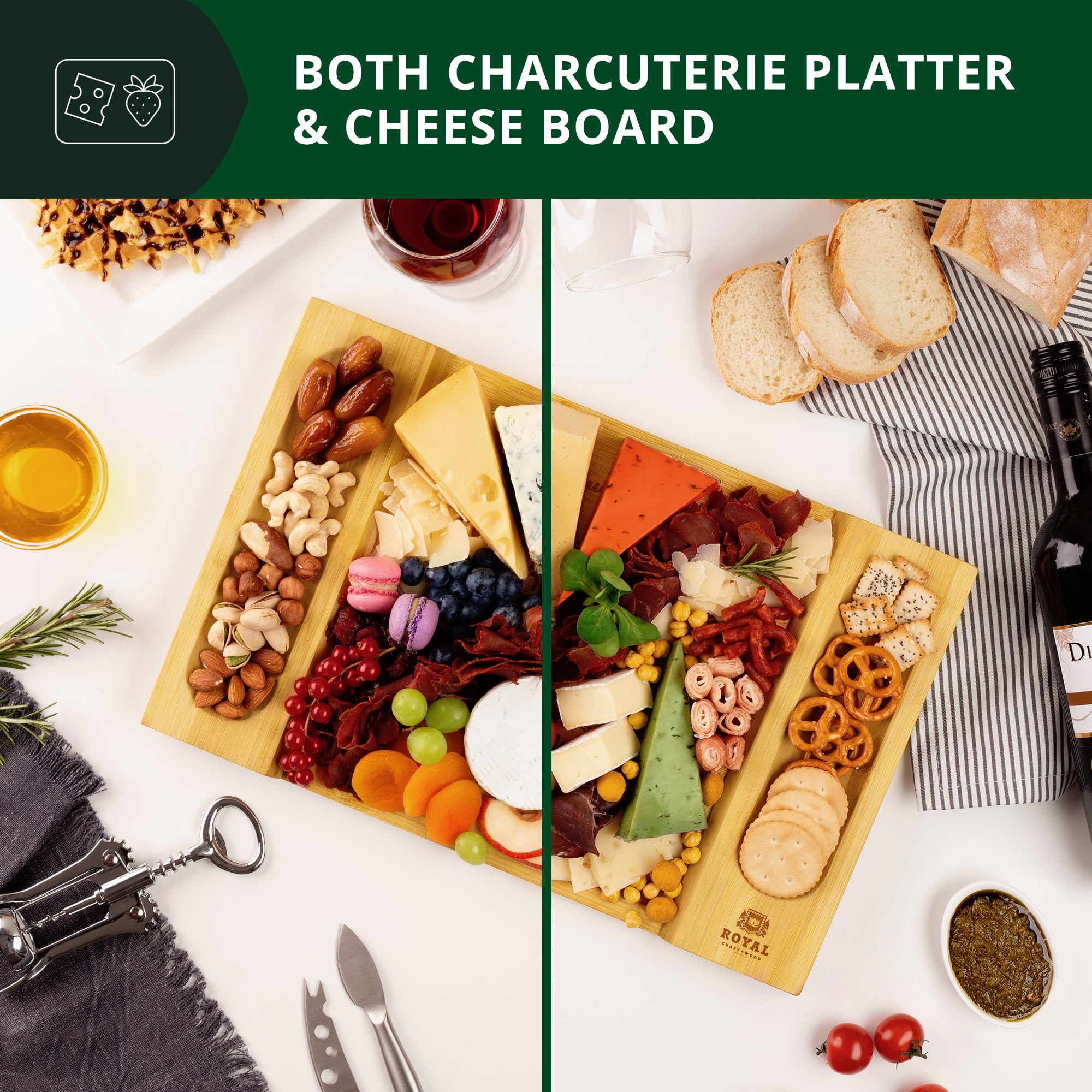  ROYAL CRAFT WOOD Charcuterie and Cheese Boards Set