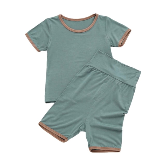 Plebaso Baby Solid Color Short Sleeve Shorts Two-Piece Set For Baby Boys And Girls Set Casual Summer Clothes Suits