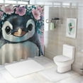 thumbnail image 7 of BCIIG Penguin Flower Crown Bathroom Decoration Set, Colorful Luxury Polyester Cloth Fashion Shower Curtain with Hooks 36"x72, 7 of 7