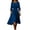 Blue, variant on Women’s Fit and Flare 3/4 Sleeve Midi Dress Cotton Linen Blend Elastic Waist Pull On