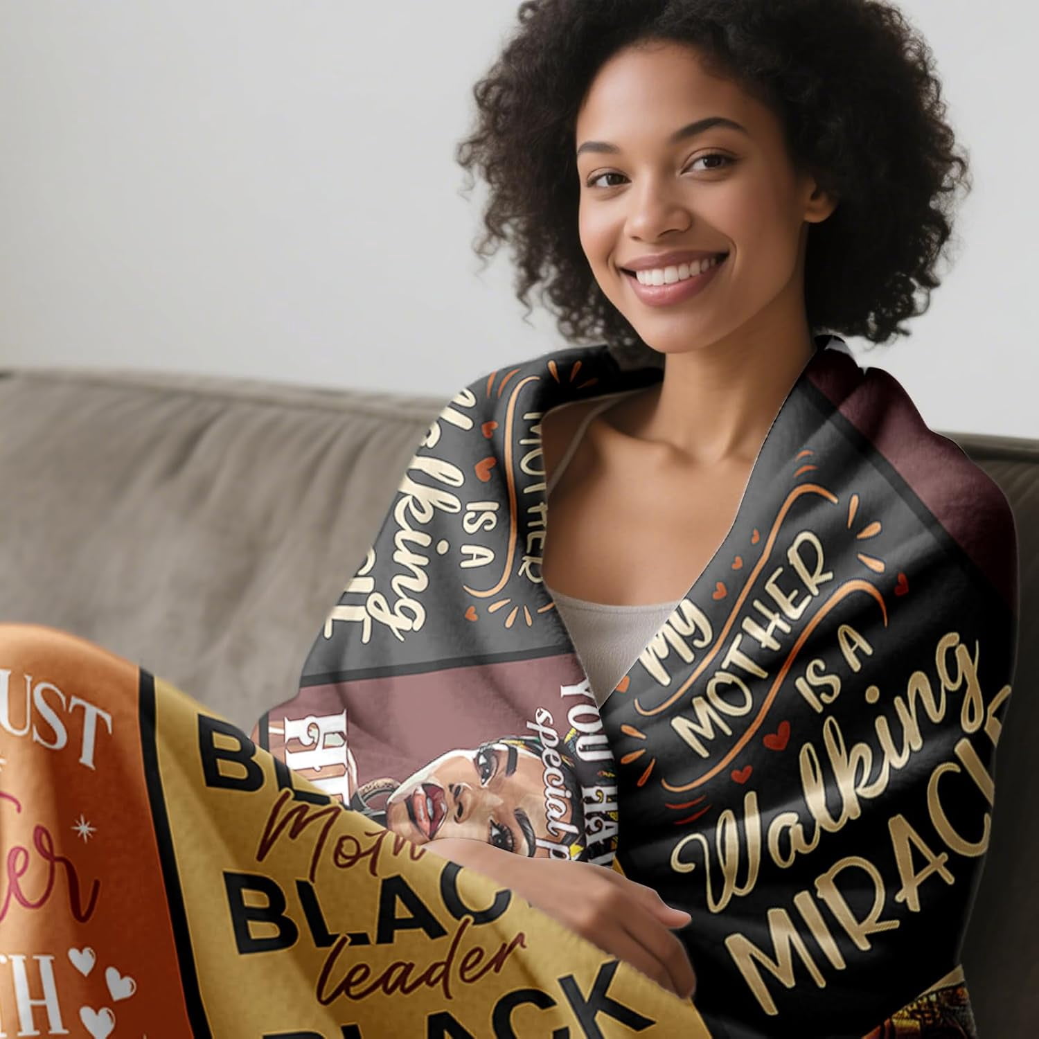 African American Gifts for Mom Blanket 60"X50", Black Mom Birthday Gifts, Afro Encouragement Inspirational Gifts Idea for Black Mama Women Mother 's Day