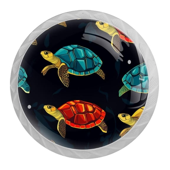 HemaKayy 4 Pack 1.37" Decorative Cabinet Knobs - Elegant ABS Glass Handles for Home Furniture Decor - Dresser Drawer Closet Door Pulls - Perfect for Kitchen Bedroom - Ocean Sea Swimming Turtle