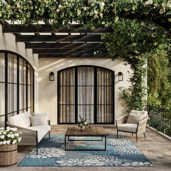 Nourison Garden Oasis 8' x 10' Navy Tropical Rug