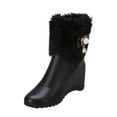 thumbnail image 2 of Wavsuf Boots for Women Round Toe Short Ankle-High Black Shoes Size 36, 2 of 9