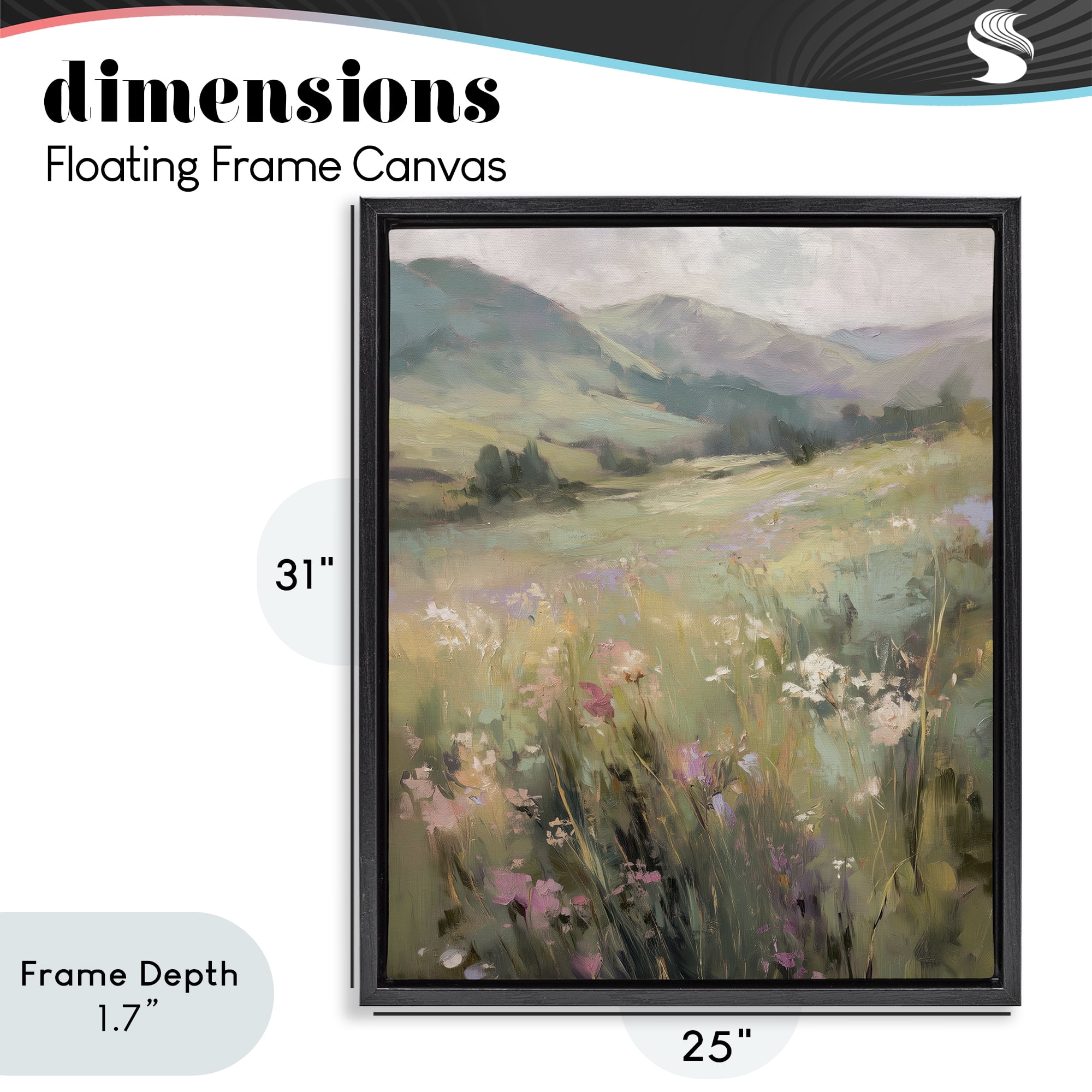 Stupell Industries Sunlit Meadows Landscape Black Framed Floater Canvas Wall Art, design by Svetlana Aleynikova