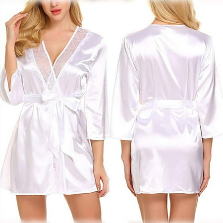 

GeweYeeli Nightdress Women Girls Lace Bathrobe Nightgown Sleepwear Dress White M