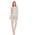 thumbnail image 2 of Womans Ultra Soft Double Brushed Stretch Sleepwear Nightwear Lounge Crew Neck Top and Pants Pajama Set Large, Multi Stripe, 2 of 7