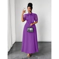 thumbnail image 5 of Elegant Purple A-Line Maxi Dress With Sheer Puff Sleeves And Bow Neck For Spring Summer Autumn, 5 of 7
