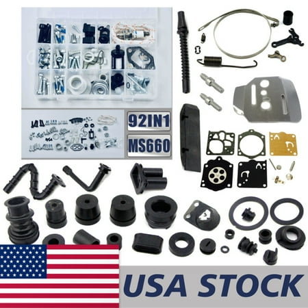 

DFANEY 92IN1 Screws Bolts Nuts Clips Chain Tensioner Tank Vent Starter Kit With Complete Rubber Carburetor Gasket Brake Hardware Set Inner Side Plate Bar Stub Combo Compatible