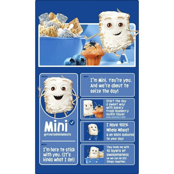 Kellogg's Frosted Mini-Wheats Breakfast Cereal, Kids Cereal, Family Breakfast, Family Size, Blueberry Muffin, 20oz Box (Pack of 2)