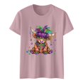 thumbnail image 4 of Tisuna Mardi Gras T Shirt For Women Fashion Print Short Sleeve Crew Neck Tops Casual Comfortable Ladies Festival Pullover Outfits Pink, 4 of 5
