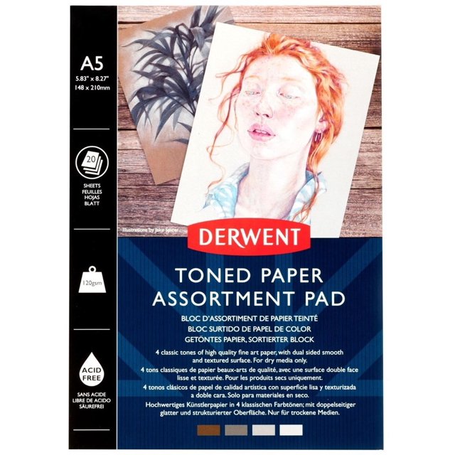 Block Para Dibujos Y Bocetos Derwent Tonos Mixtos 20 Hojas blanco SIN TAMAÑO