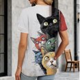 thumbnail image 5 of jowamay Cat Graphic Tees for Women Crew Neck Short Sleeve Casual Tee Shirt Retro Holiday Summer Tops for Dating Daily Wear, 5 of 6
