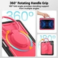 thumbnail image 4 of Case for Apple iPad Pro 11 Inch 4th 3rd 2nd 1st Gen 2022/2021/2020/2019/ for iPad Air 5th 4th Gen 10.9" Case,Hybrid Protective Pencil Holder & Shoulder Strap Kids Friendly Rotating Kickstand,Rose, 4 of 7