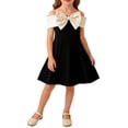 thumbnail image 5 of LEWKW Little Girls Off Shoulder Party Dress Spaghetti Strap with Oversized Contrast Bow Knot A-Line formal Dress for Spring Birthday Celebratio, 5 of 7
