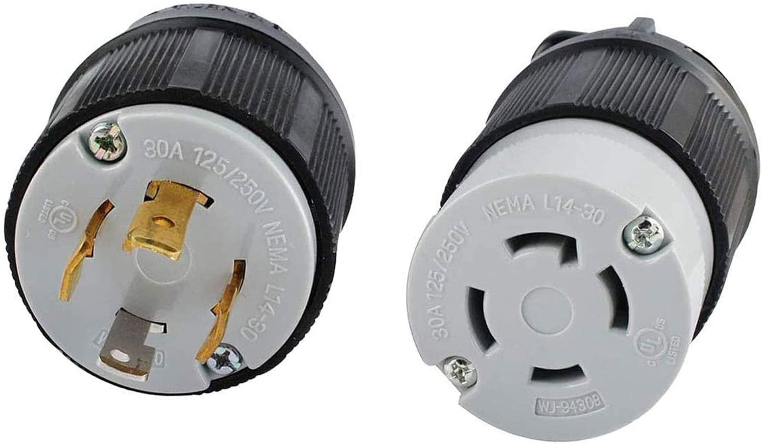 Wadoy NEMA L14 30P Female Plug And L14 30R Connector L14 30 Set 30A 
