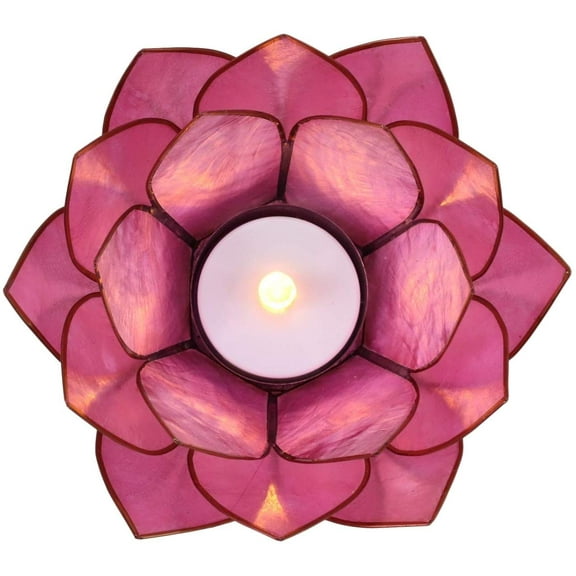 Ebros Seashells Lotus Flower Votive Tea Light Candle Holder 4.25"D (Coral Pink)