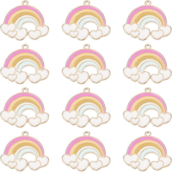 1 Box 30Pcs Enamel Rainbow Charms Rainbow Cloud Love Charm for Jewelry Making Charms Heart Shape Cloud Weather Charm Earring Keychain Supplies Adult DIY Crafting Accessory Mixed Color