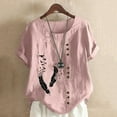 thumbnail image 1 of WILLBEST T-Shirt pour Femmes Col Roulé Rétro et en Lin Imprimé Ample à Manches Courtes Chemise Haut pour Dames, 1 of 3