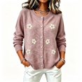 thumbnail image 5 of WCJM Womens Dressy Cardigan Sweaters Long Sleeve Button Down Crewneck Knit Fall Outwear Top (Light Pink,S), 5 of 5