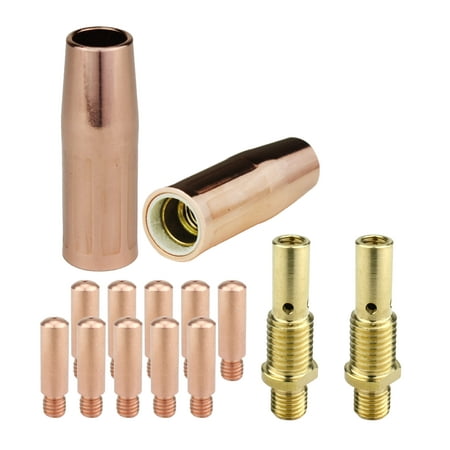 

MIG Gun Consumables Kit - Compatible with Lincoln/Magnum 100L & Tweco Mini #1 Guns - 35-50 Diffuser - Heavy-Duty Tip: 0.030 - 21 Nozzle: 3/8