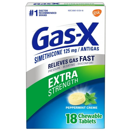 Gas-X Extra Strength Gas Relief Chewable Tablets, Peppermint Creme, 18 (Best Medicine To Relieve Gas And Bloating)