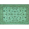 thumbnail image 1 of Ahgly Company Machine Washable Indoor Rectangle Persian Turquoise Blue Traditional Area Rugs, 6' x 9', 1 of 4