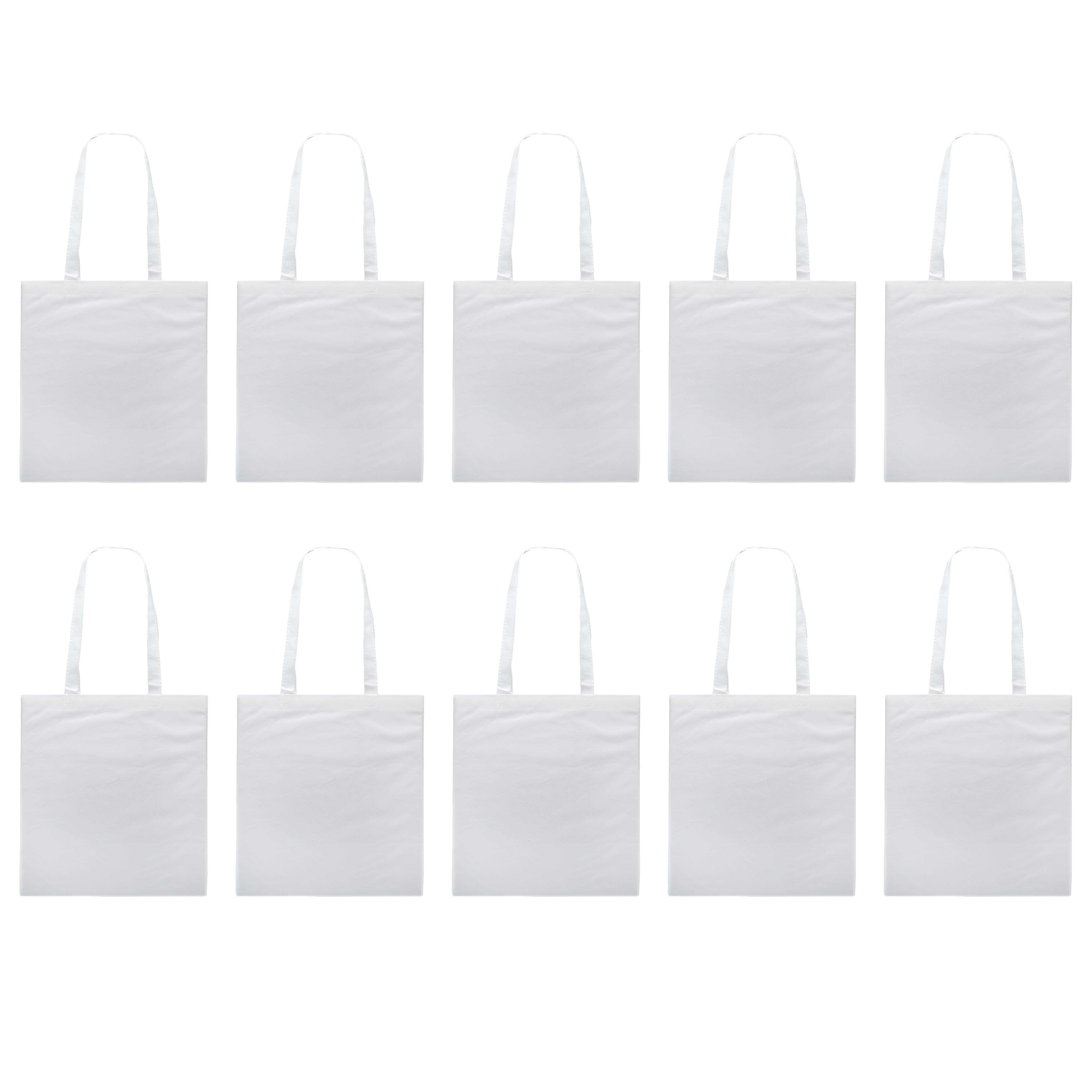 Reusable Cloth Fabric Grocery Tote Bags 10 Pack Gift Bags White